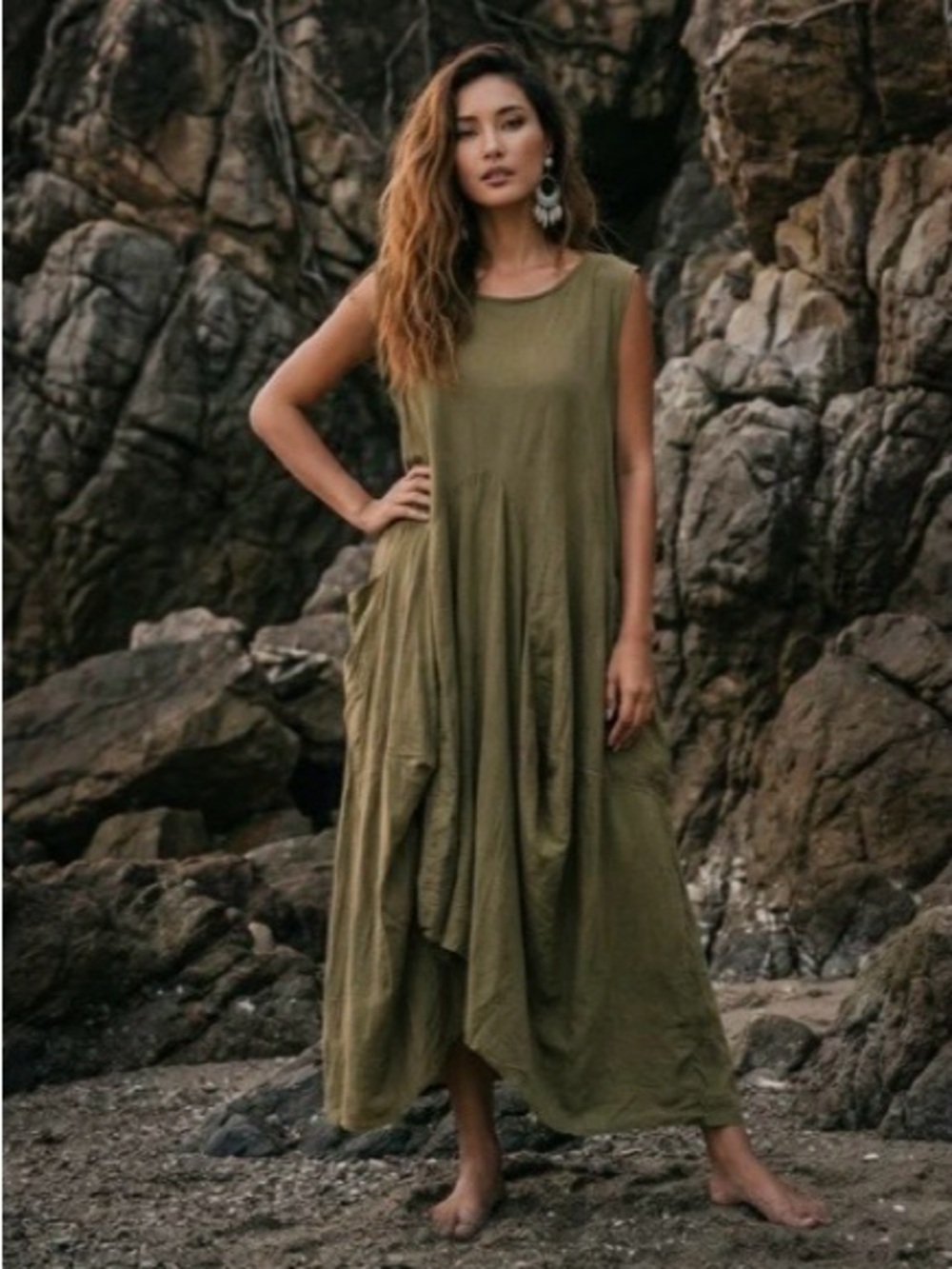 Thaluta Wayan Midaxi Dress, Olive, O/S